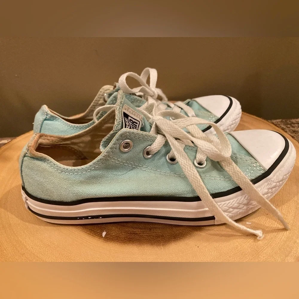 CONVERSE ALL STAR GIRLS JUNIOR MINT GREEN CANVAS‎ LOW TOP SNEAKERS SIZE 1